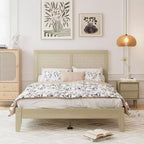 Christopher Knight Home Eudoca Letto a piattaforma in legno di gomma con testiera intrecciata in rattan, naturale