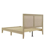 Christopher Knight Home Eudoca Letto a piattaforma in legno di gomma con testiera intrecciata in rattan, naturale