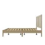 Christopher Knight Home Eudoca Letto a piattaforma in legno di gomma con testiera intrecciata in rattan, naturale