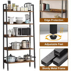 Libreria a 5 livelli, scaffale stretto per ufficio, espositore, organizzatore portaoggetti rustico marrone
