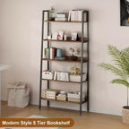 Libreria a 5 livelli, scaffale stretto per ufficio, espositore, organizzatore portaoggetti rustico marrone