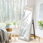 PexFix 21 in. L x 64 in. H Specchio decorativo rettangolare moderno con cornice in legno massiccio a figura intera
