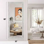 PexFix 21 in. L x 64 in. H Specchio decorativo rettangolare moderno con cornice in legno massiccio a figura intera
