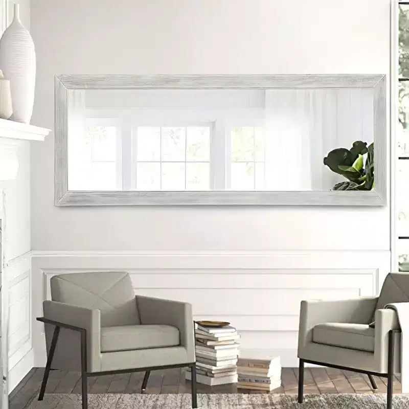 PexFix 21 in. L x 64 in. H Specchio decorativo rettangolare moderno con cornice in legno massiccio a figura intera