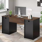 Scrivania per computer Bestier 59 con cassetti, scrivania direzionale con armadietto contenitore, vassoio per tastiera per ufficio domestico