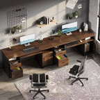 Scrivania per computer Bestier 59 con cassetti, scrivania direzionale con armadietto contenitore, vassoio per tastiera per ufficio domestico