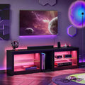 Bestier 63 Inch LED TV Stand with Charging Station & Glass Shelves