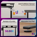 Scrivania in Piedi Bestier da 58 pollici con Supporto Monitor, Scrivania Computer a LED Regolabile in Altezza con Spazio di Archiviazione e Gancio, Scrivania per Lavoro in Piedi per Ufficio Domestico e Scrittura