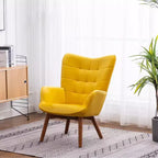 Roundhill Furniture Leiria Poltrona con poggiapiedi in Velluto Setoso Trapuntato, Giallo