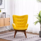 Roundhill Furniture Leiria Poltrona con poggiapiedi in Velluto Setoso Trapuntato, Giallo