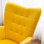 Roundhill Furniture Leiria Poltrona con poggiapiedi in Velluto Setoso Trapuntato, Giallo