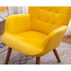 Roundhill Furniture Leiria Poltrona con poggiapiedi in Velluto Setoso Trapuntato, Giallo