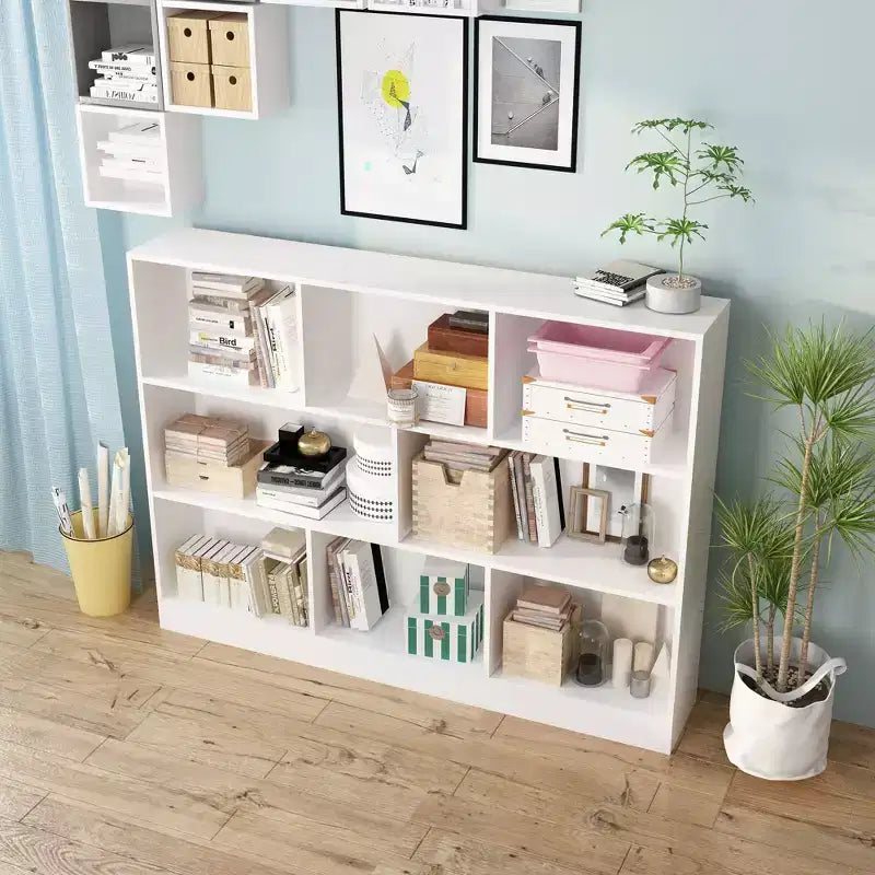 Libreria Famapy Bianca Standard Scaffale Multi-scomparto: Design Minimalista, Ampio Spazio di Archiviazione Aperto