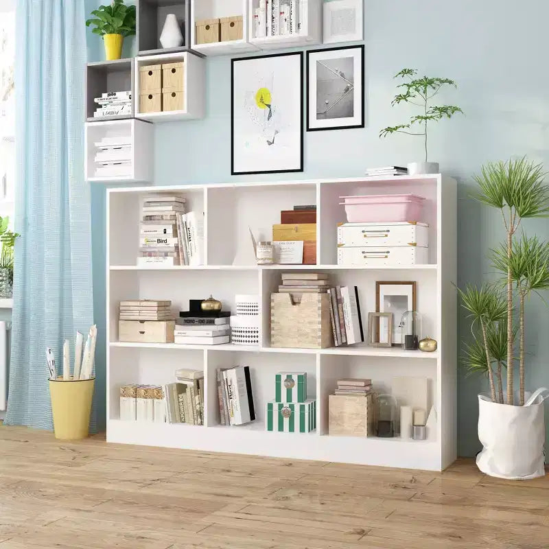 Libreria Famapy Bianca Standard Scaffale Multi-scomparto: Design Minimalista, Ampio Spazio di Archiviazione Aperto