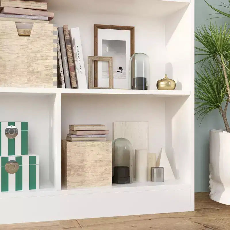 Libreria Famapy Bianca Standard Scaffale Multi-scomparto: Design Minimalista, Ampio Spazio di Archiviazione Aperto