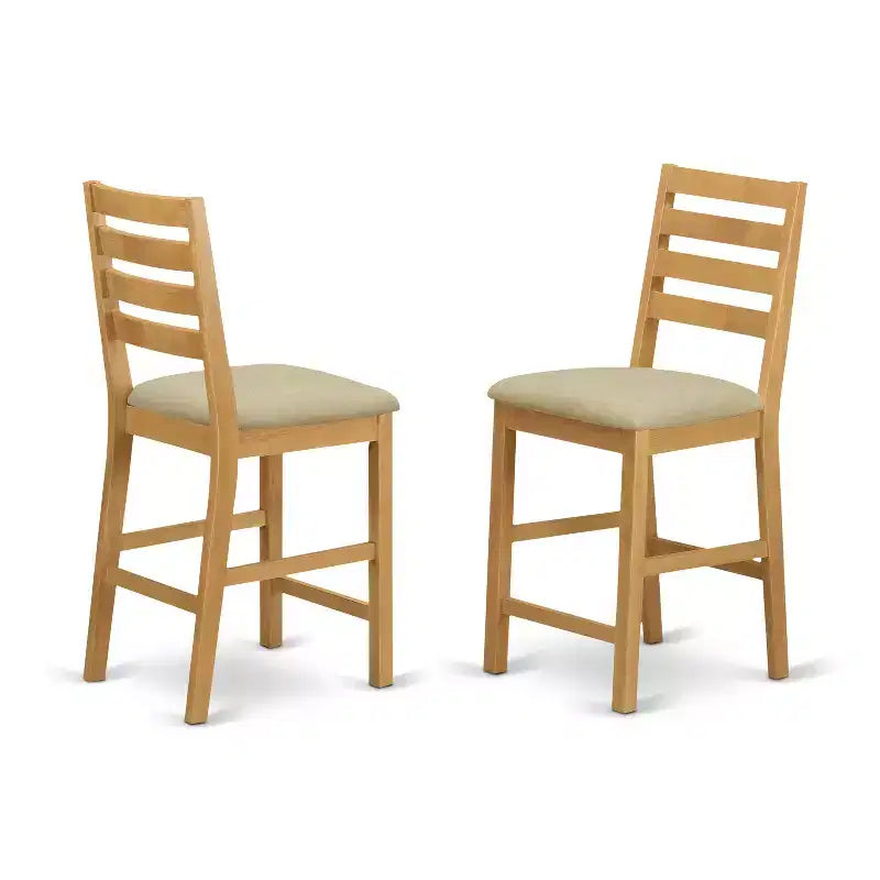 HomeStock Sgabello da bancone/bar in legno a schienale medio, 61 cm, beige, forma rettangolare, con rivestimento in poliestere