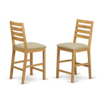 HomeStock Sgabello da bancone/bar in legno a schienale medio, 61 cm, beige, forma rettangolare, con rivestimento in poliestere