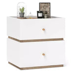 Costway 1/2 PCS 2-Drawer Nightstand Modern Bedside Table with Storag Raised Edge for Living Room