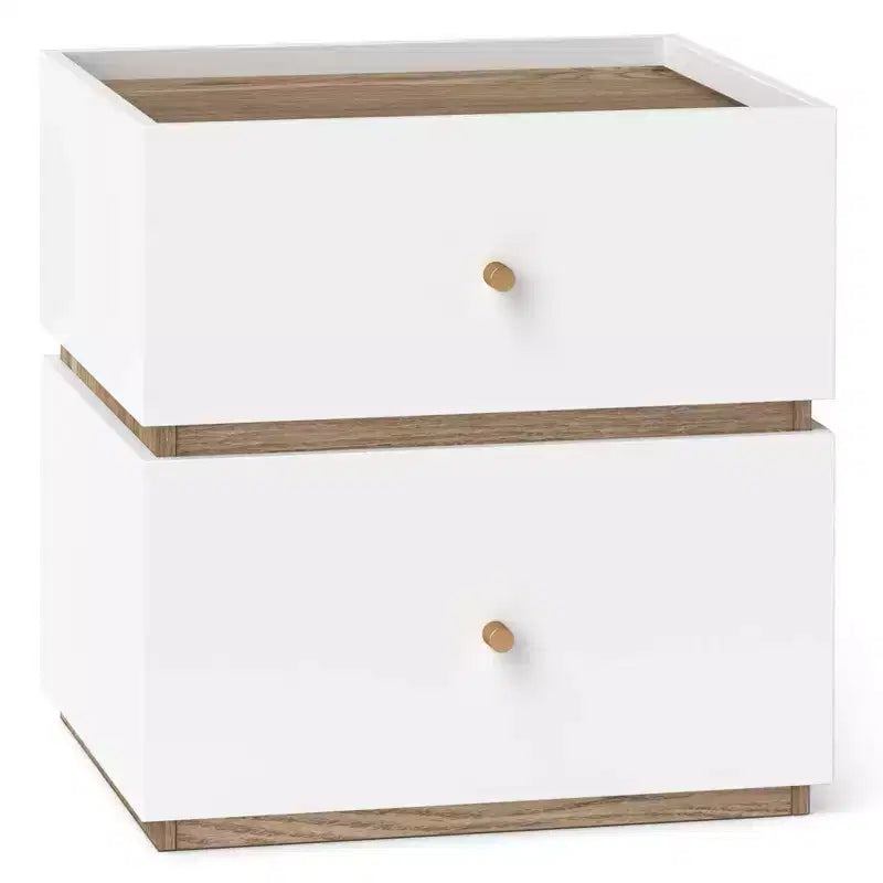Costway 1/2 Pezzi Comodino a 2 Cassetti Tavolo Comodino Moderno con Bordi Rialzati per Soggiorno