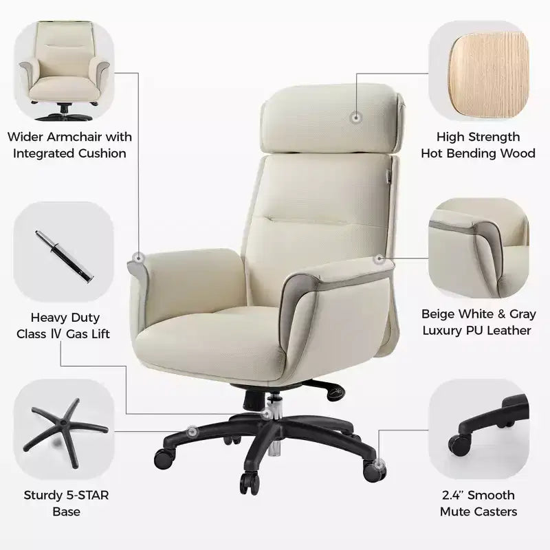 EUREKA ERGONOMIC Royal, Sedia da ufficio direzionale in pelle microfibra