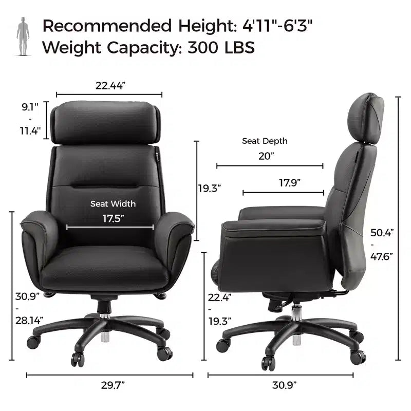 EUREKA ERGONOMIC Royal, Sedia da ufficio direzionale in pelle microfibra