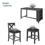 Set da pranzo Whisen Farmhouse a 5 pezzi, altezza bancone, con 2 sgabelli e 2 sedie