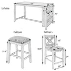 Set da pranzo Whisen Farmhouse a 5 pezzi, altezza bancone, con 2 sgabelli e 2 sedie