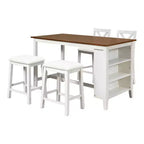 Set da pranzo Whisen Farmhouse a 5 pezzi, altezza bancone, con 2 sgabelli e 2 sedie