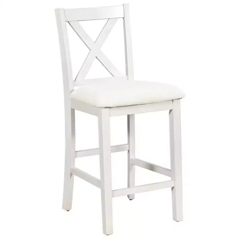 Set da pranzo Whisen Farmhouse a 5 pezzi, altezza bancone, con 2 sgabelli e 2 sedie