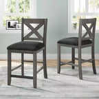 Set da pranzo Whisen Farmhouse a 5 pezzi, altezza bancone, con 2 sgabelli e 2 sedie