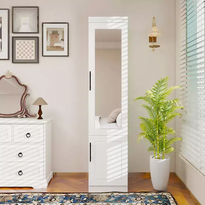Keloyid Armadio in legno bianco da 40 cm con 2 ripiani