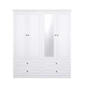 Keloyid White Wood 61.42 in. Armoire with 4 Drawers and 2 Shelves
