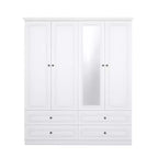 Keloyid White Wood 61.42 in. Armoire with 4 Drawers and 2 Shelves
