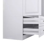 Armadio Keloyid in legno bianco da 156 cm con 4 cassetti e 2 ripiani