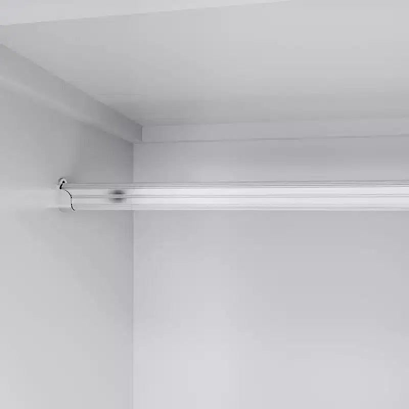 Armadio Keloyid in legno bianco da 156 cm con 4 cassetti e 2 ripiani