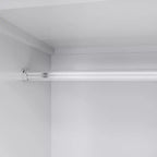 Armadio Keloyid in legno bianco da 156 cm con 4 cassetti e 2 ripiani