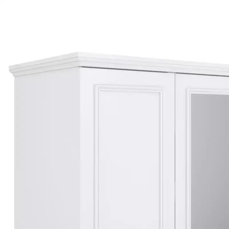 Armadio Keloyid in legno bianco da 156 cm con 4 cassetti e 2 ripiani