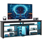 Bestier 70 Mobile da Intrattenimento Gaming per TV fino a 75 pollici, Porta TV a LED per PS5, Consolle TV Alta con Ripiani
