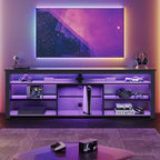 Bestier 70 Mobile da Intrattenimento Gaming per TV fino a 75 pollici, Porta TV a LED per PS5, Consolle TV Alta con Ripiani
