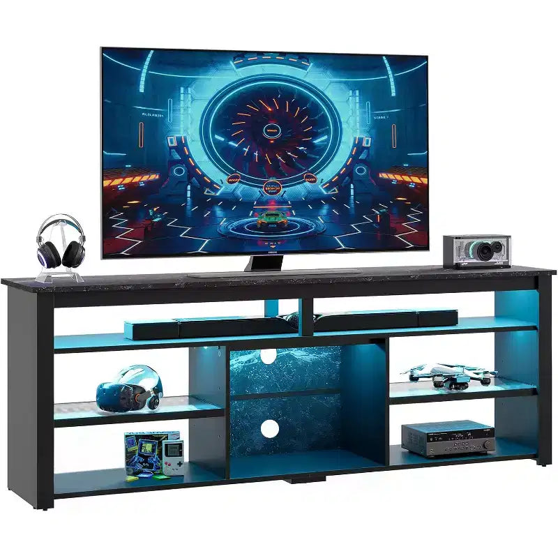 Bestier 70 Mobile da Intrattenimento Gaming per TV fino a 75 pollici, Porta TV a LED per PS5, Consolle TV Alta con Ripiani