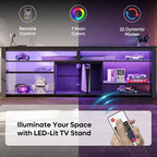 Bestier 70 Mobile da Intrattenimento Gaming per TV fino a 75 pollici, Porta TV a LED per PS5, Consolle TV Alta con Ripiani