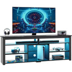Bestier 70 Mobile da Intrattenimento Gaming per TV fino a 75 pollici, Porta TV a LED per PS5, Consolle TV Alta con Ripiani