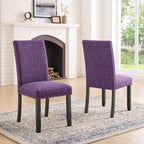 Set da pranzo in legno Biony Espresso di Roundhill Furniture con sedie in tessuto e borchie
