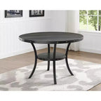 Set da pranzo in legno Biony Espresso di Roundhill Furniture con sedie in tessuto e borchie
