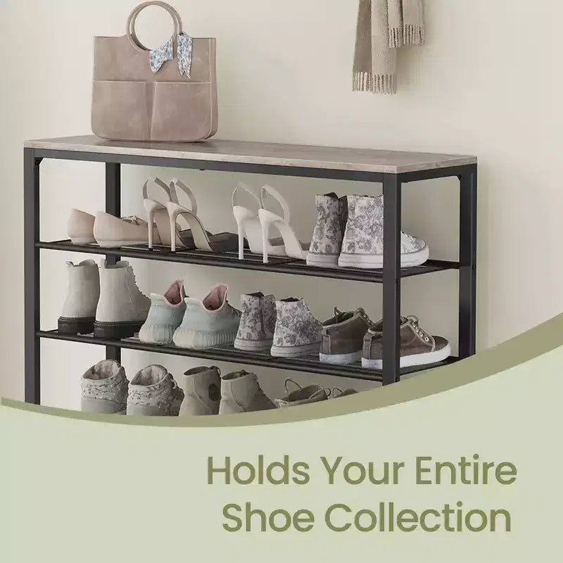 Shoe Rack, 5-Tier Shoe Storage Organizer with 4 Metal Mesh ShelvesEntryway large shoe rack