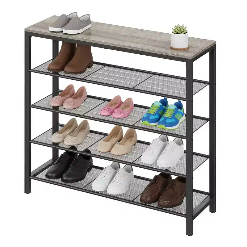 Scarpiera, Organizer per scarpe a 5 livelli con 4 ripiani in metallo a reteScarpiera grande da ingresso