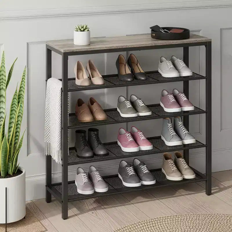 Scarpiera, Organizer per scarpe a 5 livelli con 4 ripiani in metallo a reteScarpiera grande da ingresso