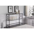 Kings Brand Loyd Texture Black Metal Entryway Console Sofa Table with Glass Shelf