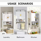 VECELO Mobiletto Contenitore da Bagno, Mobiletto a Terra Indipendente o Organizzatore da Parete con 2 Ante e 1 Ripiano Aperto, Bianco