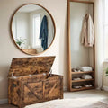 Farmhouse Style Storage Chest and Bench with Safety Hinges - Versatile Storage Solution for Entryway, Bedroom, and Living Room